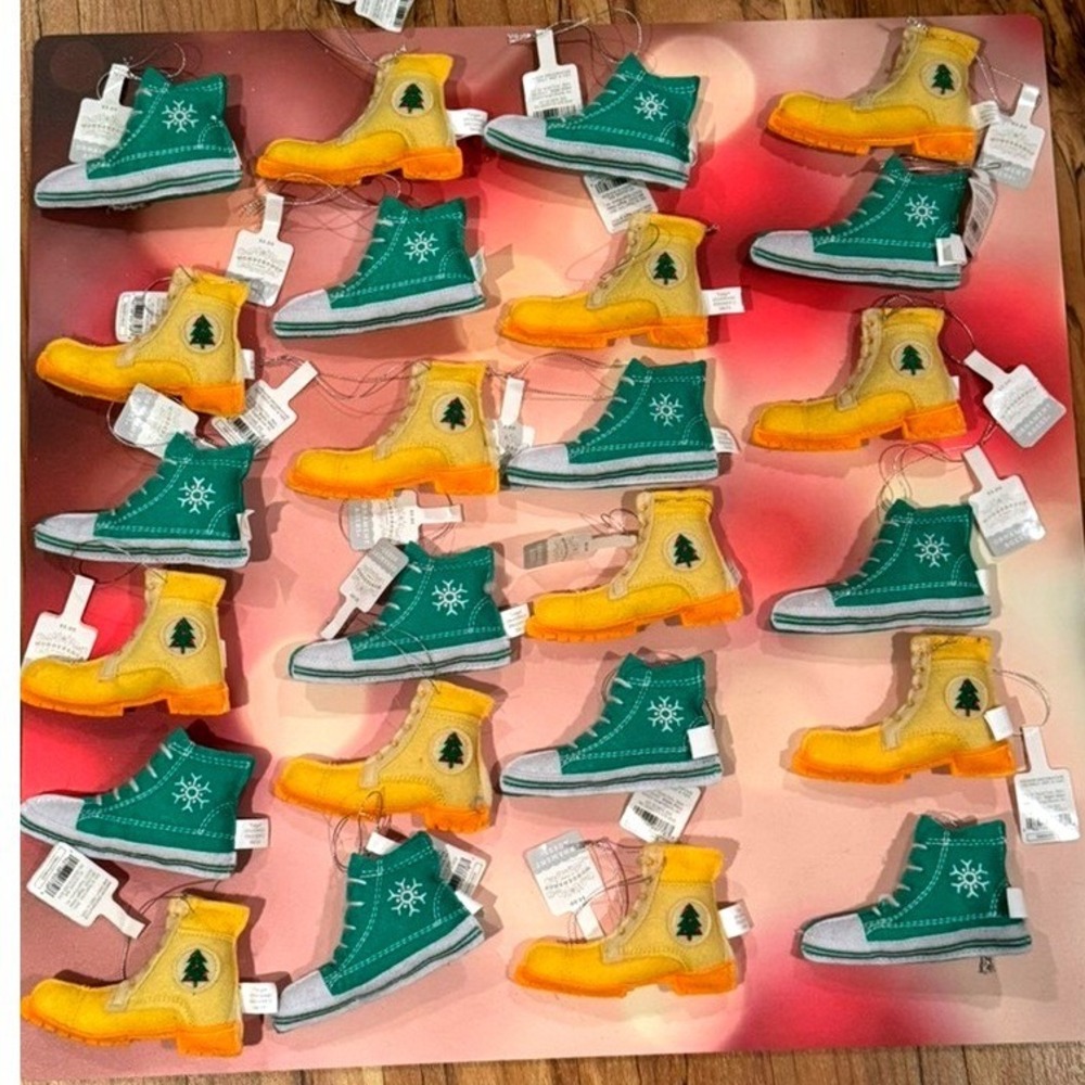 Lot‎ of 24 Felt Shoe Ornaments Target Boots Sneakers Holiday Decor